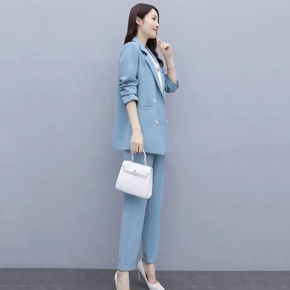 Women\'s Summer Thin Fashion Suit Jacket Pants Two-piece 2023 New Casual Blazer Matching Set Korean Elegant Professional Wear