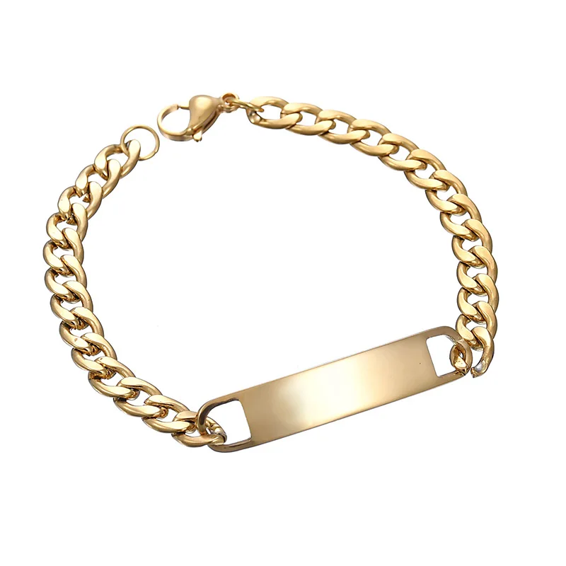 Punk Gold Stainless Steel Thick Hand Chain Bracelet