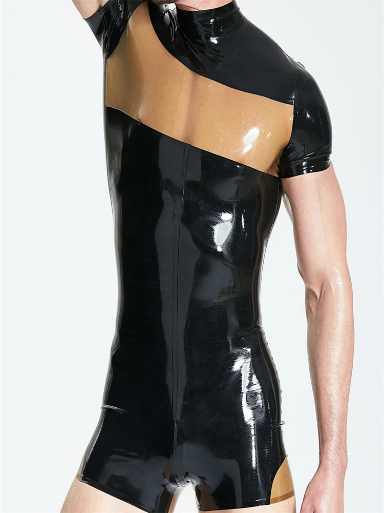 

latex catsuits men eurocat suits latex leotard rubber fetish customised cosplay Male 'Show-off' Short Surfsuit