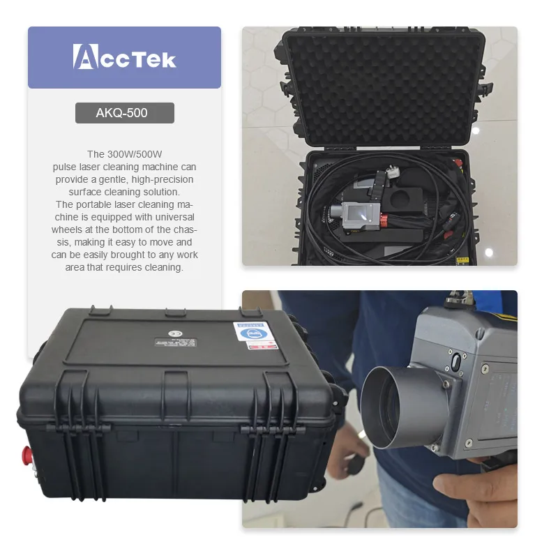 500w Portable Suitcase Pulsed Laser Cleaner Machine Laser Rust Removal Metal Wood Laser Cleaning Machine