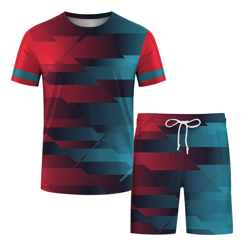 Badminton Tennis Training Sets of Men Casual Short Sleeve Tee and Shorts 2 Piece Summer Running Sports Suit Fashion Loose Outfit view 4