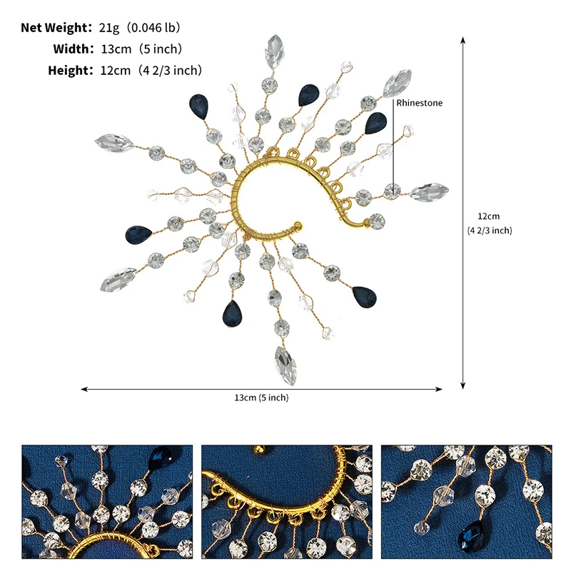 Gold color Alloy Leaf Earrings Flower Ear Clip For Women Baroque Exaggerated Beads Ear Cuff Clip Earrings Wedding Party Jewelry