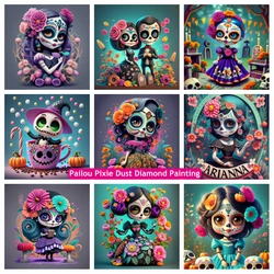 Gothic Flower Sugar Skull Girl AB Diamond Painting Mexican Day Of The Dead Calaveras Art Cross Stitch Home Decor Gift