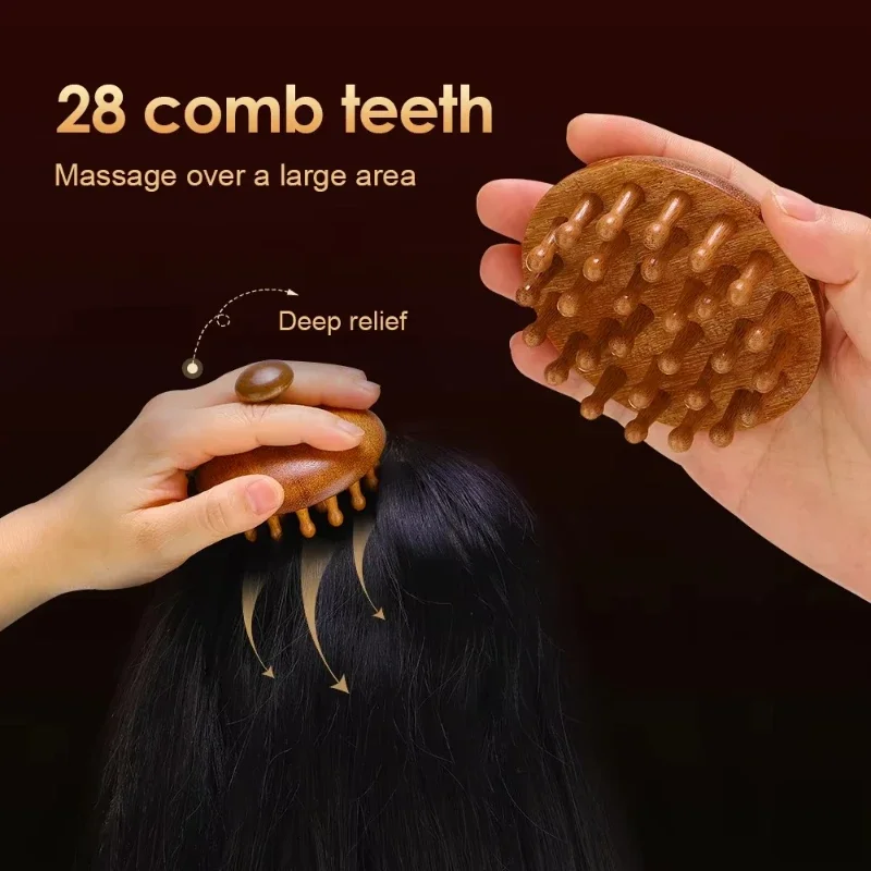 1/2Pcs Multi-Functional Wood Massage Comb Scalp Head Massager Natural Sandalwood Circular Tooth Guasha Scraping Body Massager