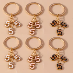 Cute Enamel Number 5 Keychain for Car Key Souvenir Gifts for Women Men Handbag Pendants Keyrings DIY Jewelry Accessories