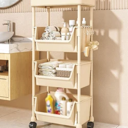 Multifunction Home Organizer Trolley Bookshelf Kitchen Corner Narrow Slit Storage Cabinet Bathroom Living Room Storage Rack