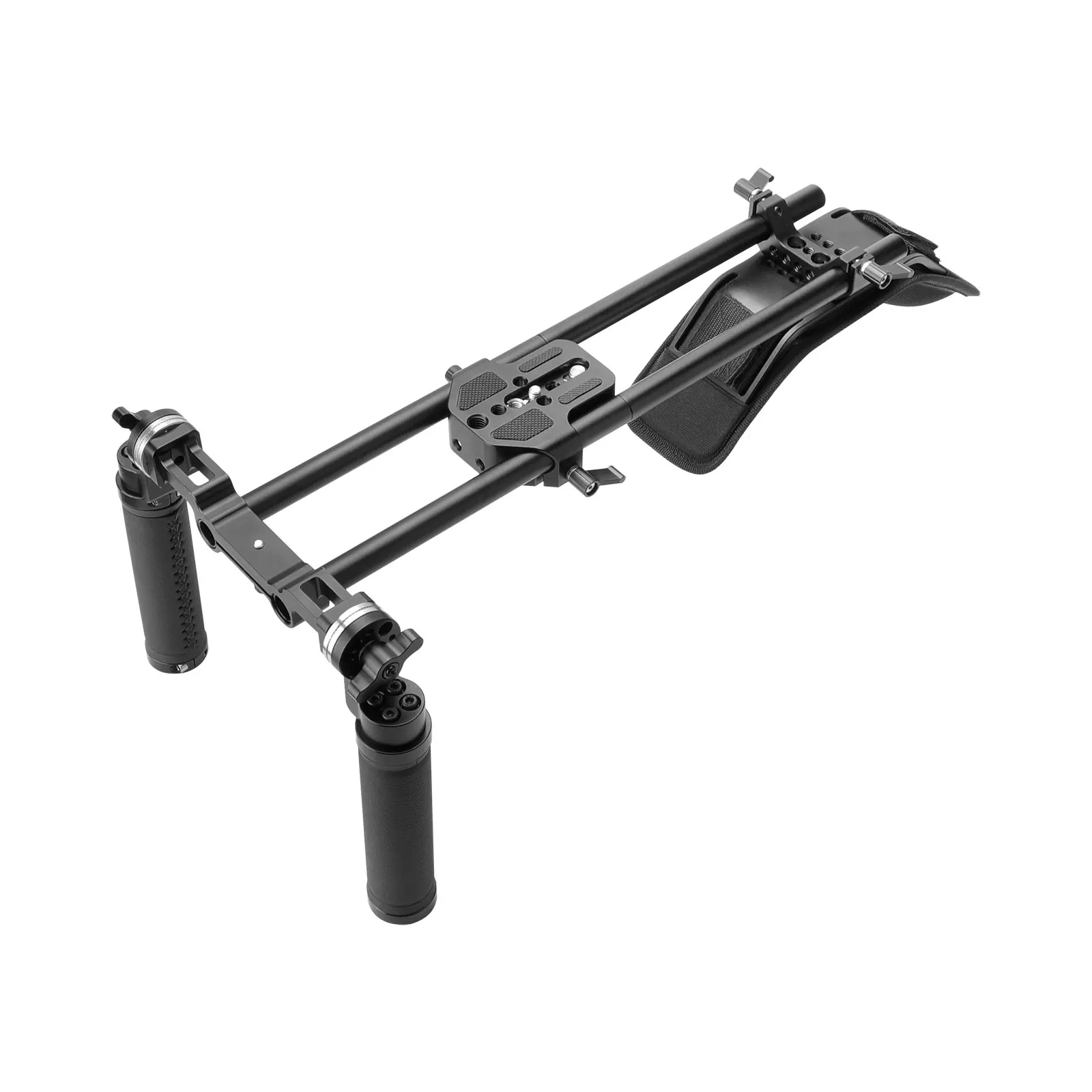 SZRIG Pro Shoulder Mount Rig With Adjustable ARRI Rosette Leather Handgrip Pair For Camcorders / HDSLR Cameras