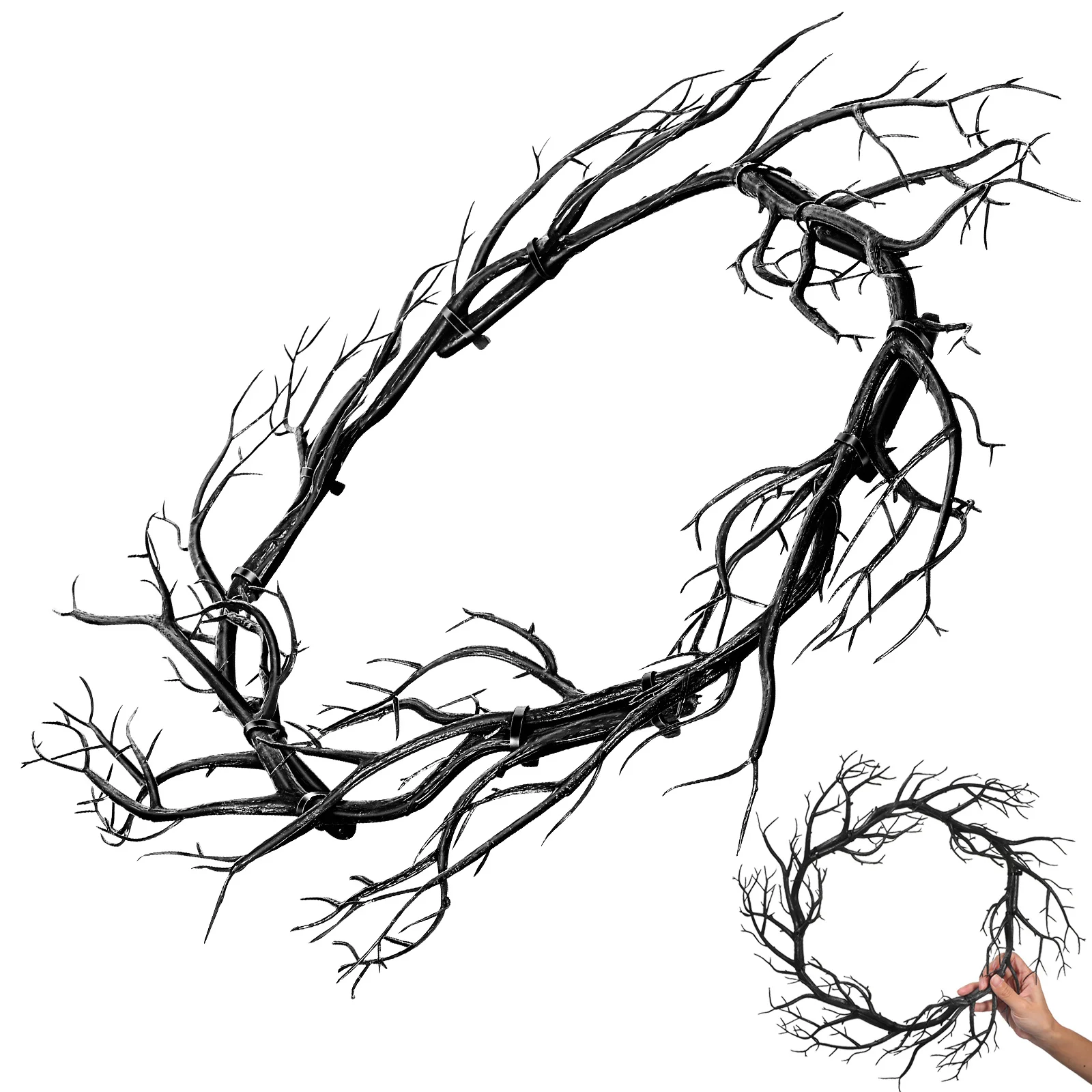 

Front Door Halloween Wreath Fake Twig Garland Hanging Ornament Haunted Decor Black Branch Wall Pendant Artificial Branch