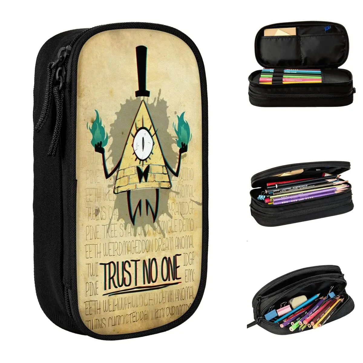 Classic Gravity Falls Bill Cipher Pencil Case Pencil Box Pen for Student Big Capacity Bags Office Cosmetic Stationery