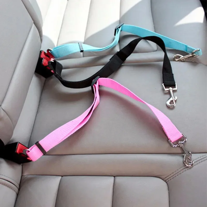 Dog Car Seat Belt Safety Protector Travel Pets Accessories Dog Leash Collar Breakaway Solid Car Harness