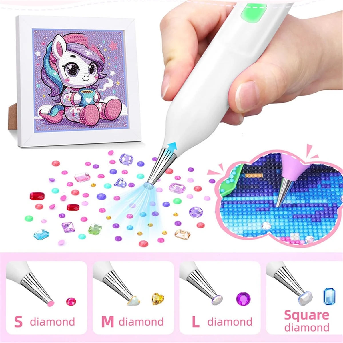 ABNJ Electric Diamonds Painting Pen Kit,Waxless Vacuum Diamond Art Pen Accessories for Adults & Kids view 2