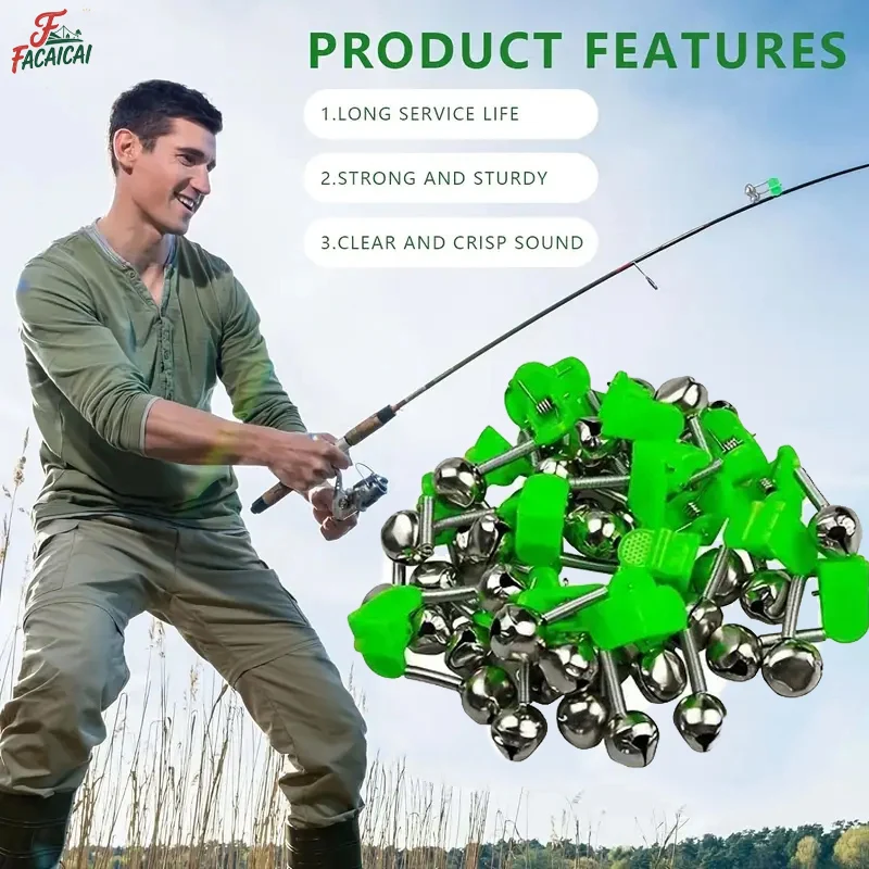 

Dual Alert Fishing Bells with Clip-On Design - Heavy Metal Bells (Green/) for Night, Ice, Freshwater & Saltwater Fishing