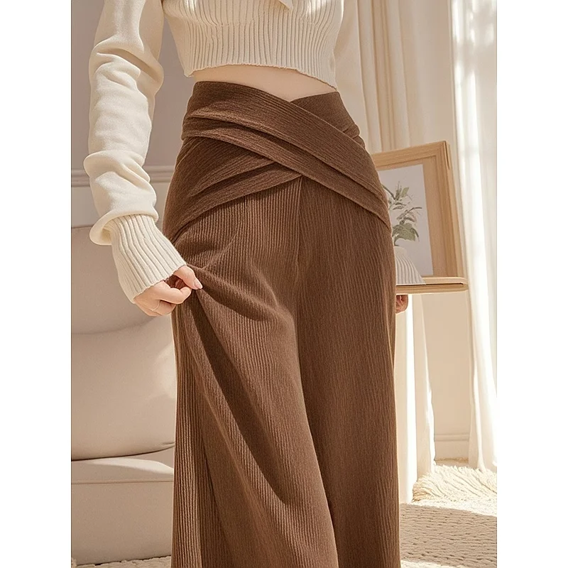 Retro-Hose für Damen, kleines Kreuz, lässig, Chenille, weites Bein, gerade, schmale Version