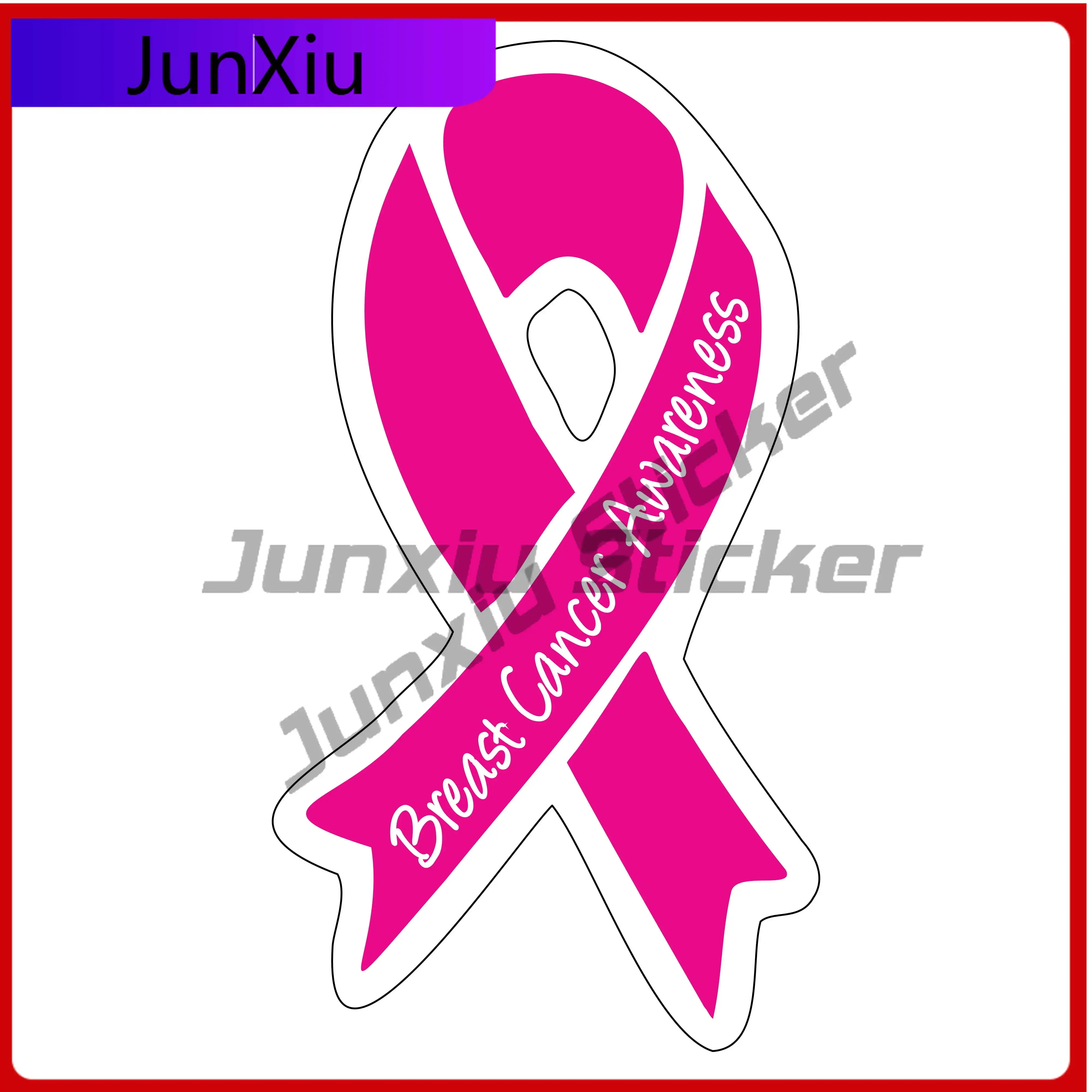 

Pink Ribbon Shaped Breast Funny Car Laptop Window Bumper Waterproof Vinyl Camper Van Gift Trendy Vintage Retro Vintage Unique