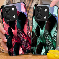 Red geometric block For OnePlus Nord CE N3 N30 N2 N20 4 2T 2 Lite 5G Ace 5 2V 6 7 10 8 9 12 13 Tempered glass phone case black
