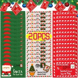 1/20PCS Felt Envelope Bags Red Green Santa Claus Letter Ornaments DIY Christmas Tree Hanging Card Pendants Kid New Year Gifts