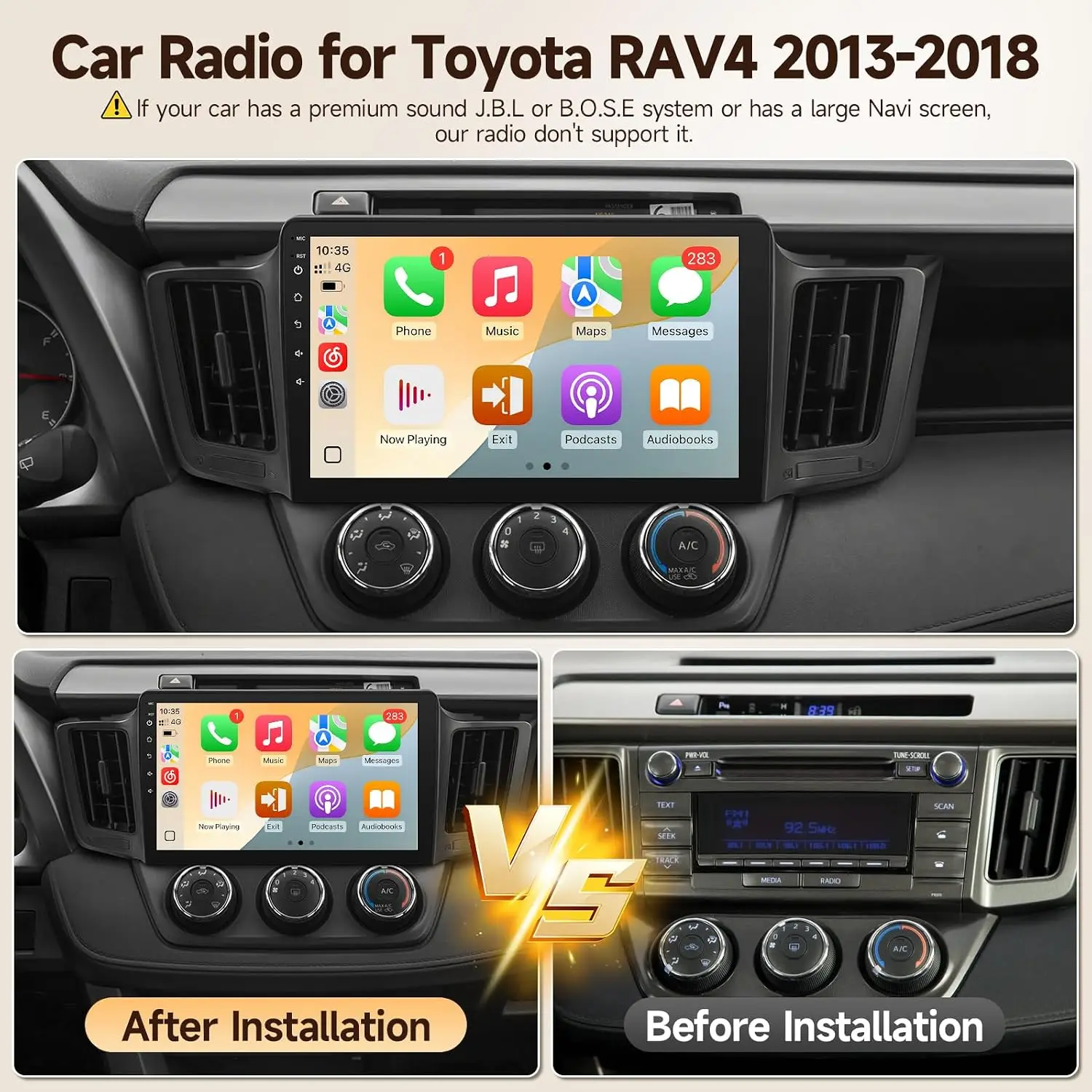 Linux Car Radio for Toyota RAV4 2013-2018 Fast Boot Wireless CarPlay and Android Auto Bluetooth FM 1280P Backup Camera SWC