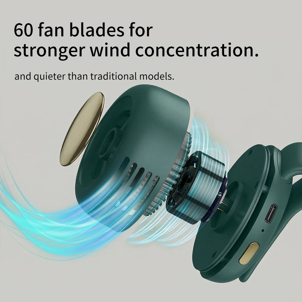 Portable Neck Waist Fan Mini Clip Fan Electric Air Cooling Fan 900mah USB Bladeless Fan Portable Air Cooler for Outdoor Home