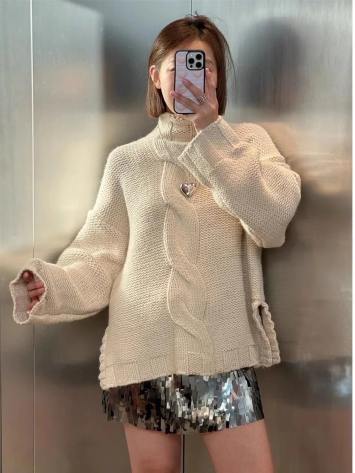 

Spring Autumn 2025 Women's Lazy Sle Knitted Sweater Long Sve Stand Collar Comfortable Casual Twist Rope New Arrival