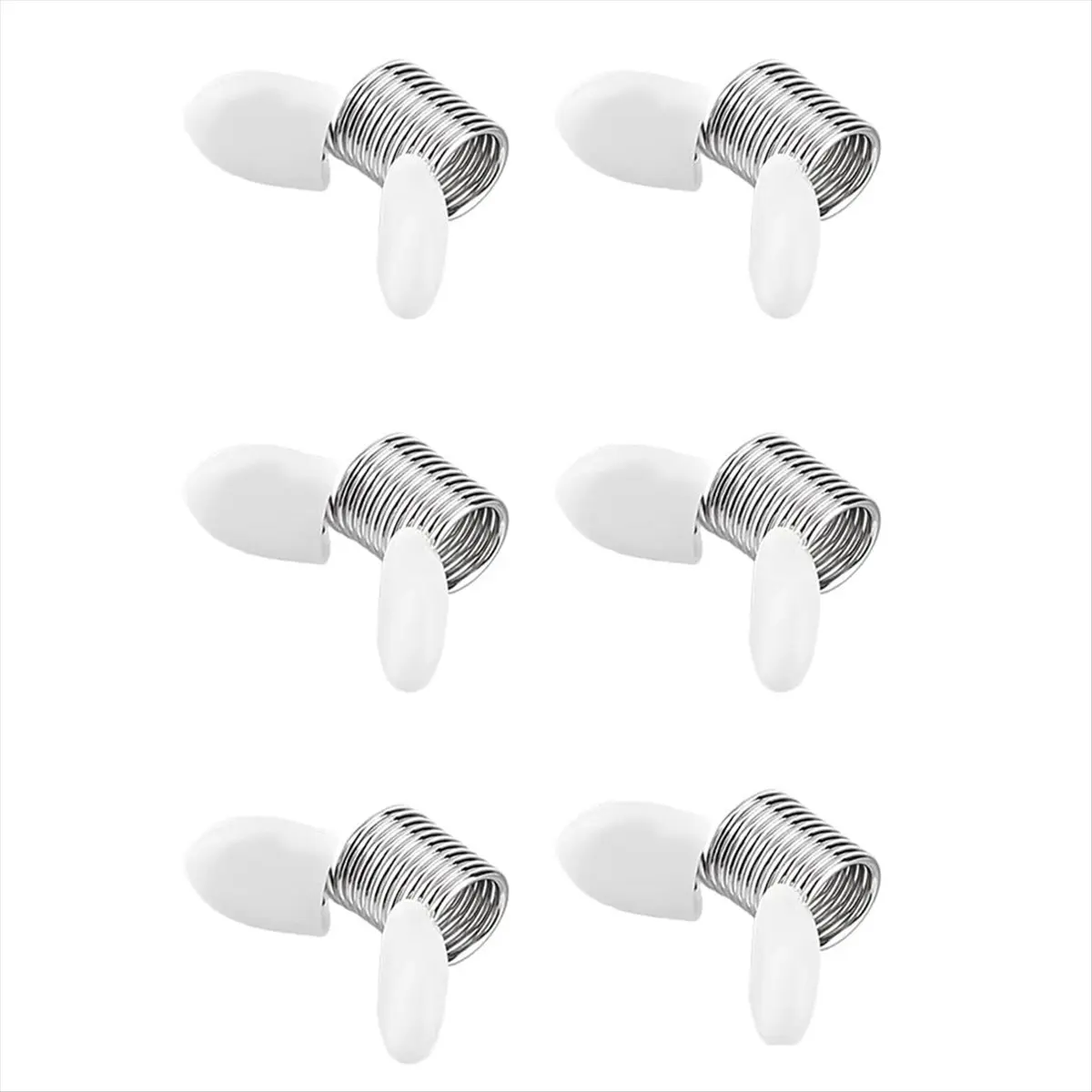AA83 6Pcs Soft Flex Stoppers Bead Stainless Steel Mini Bead Clamps with White Handles for Jewelry Making