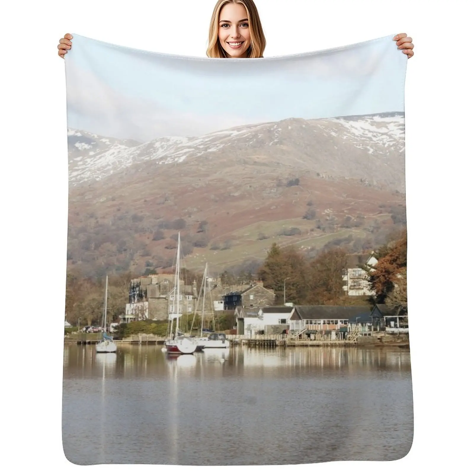 

Lake District Landscape Photo Print Throw Blanket Warm Accent Blanket for Living Room Decoration