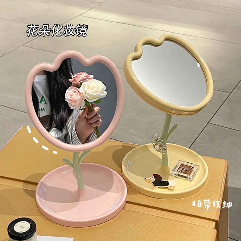 Advanced Flower Mirror Tulip Makeup Mirror Desktop Rotating Makeup Princess Mirror Dressing Table Beauty Mirror