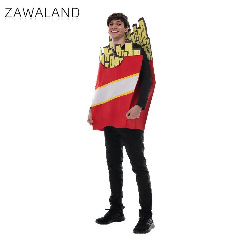 Zawaland Cosplay French Fries Costume Man Carnival Funny School Activity Clothes Adult Holiday Party Onesie Stage Performance