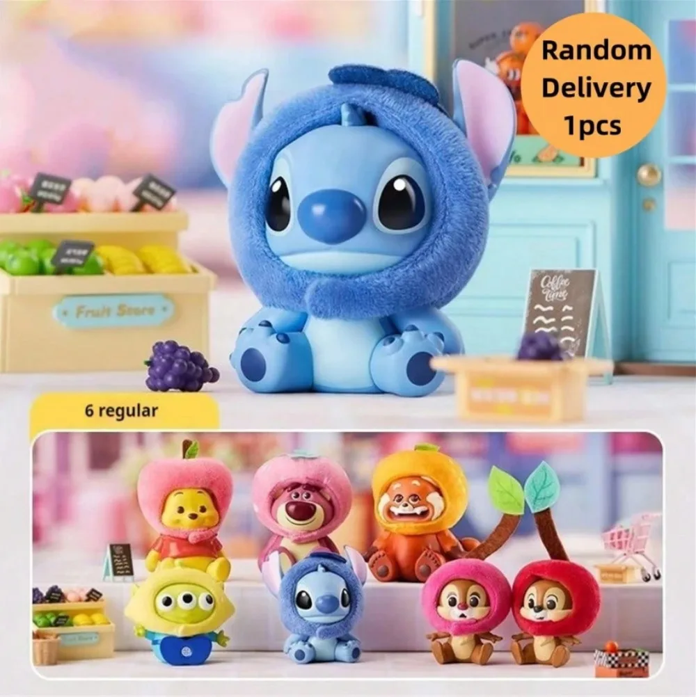 

Disney New Fruit Headwear Series Blind Box Random 1PC Lotso Chip Dale Alien Winnie The Pooh Stitch Cartoon Cute Model Toy Gifts