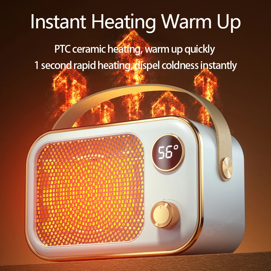 2023 Portable Heater LED Screen Electric Heater 1200W PTC Ceramic Heater Fan Desktop Warm Blower Fan for Bedroom Household Home