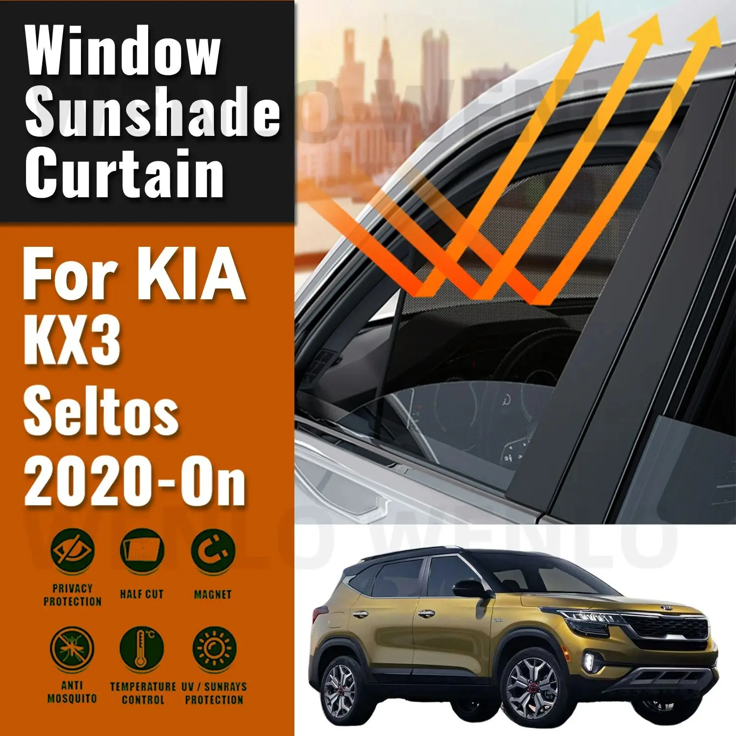 For Kia KX3 Seltos 2020 2021 2022 2023 2024 Car Sunshade Shield Front Windshield Curtain Rear Side Baby Window Sun Shade Visor