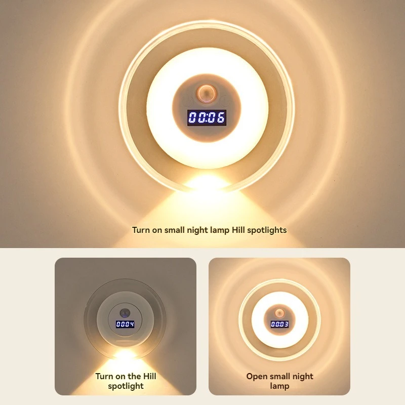 LED intelligente telecomando orologio sensore corpo lampada da parete camera da letto comodino atmosfera luce notturna