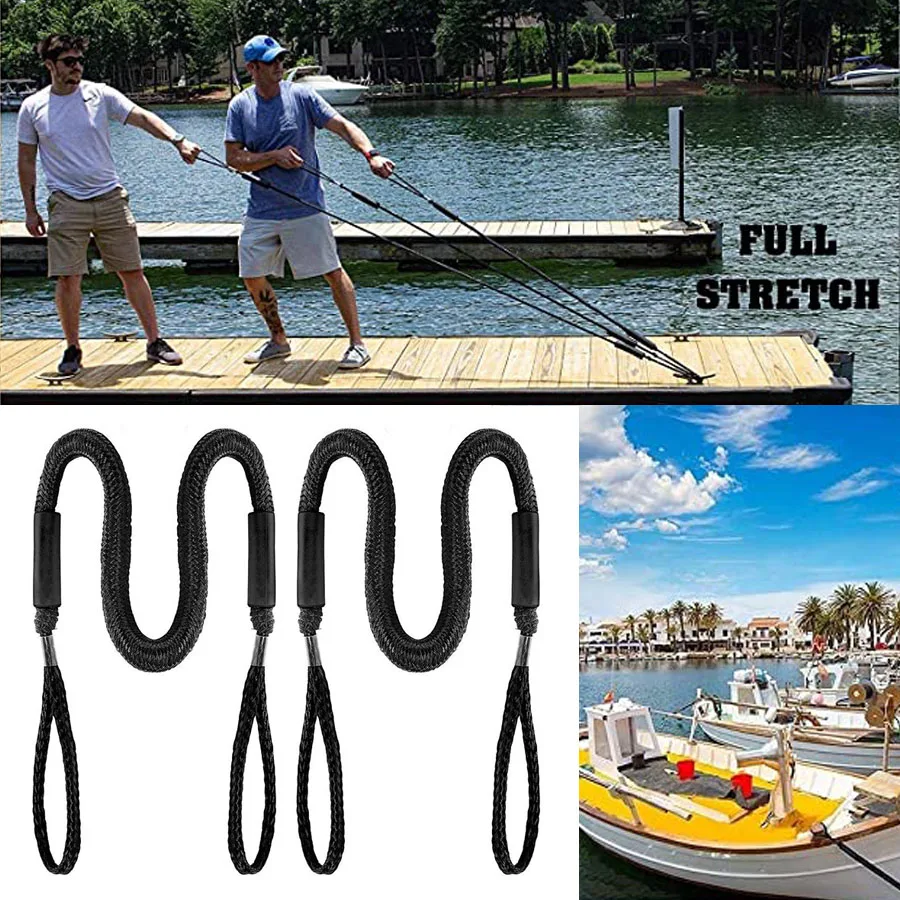 2Pcs/Lot 4ft to 5.5ft Bungee Dock Lines Rope Bungee Shock Cords Boat Accessories for PWC Jet Ski Pontoon Kayak Canoe Power Boat