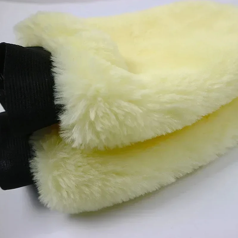 Dwustronne pluszowe rękawice do mycia samochodu, imitacja wełny, miękkie, grube narzędzia do czyszczenia samochodu, przenośne akcesoria do czyszczenia.