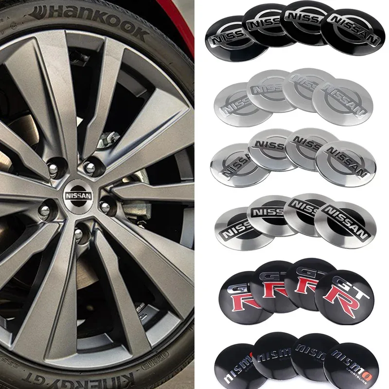 

4Pcs 56mm Car Wheel Center Cover Tire Hub Caps Sticker For Nissan Qashqai J11 J10 Versa Juke Kicks Patrol Y62 March X-trail T32
