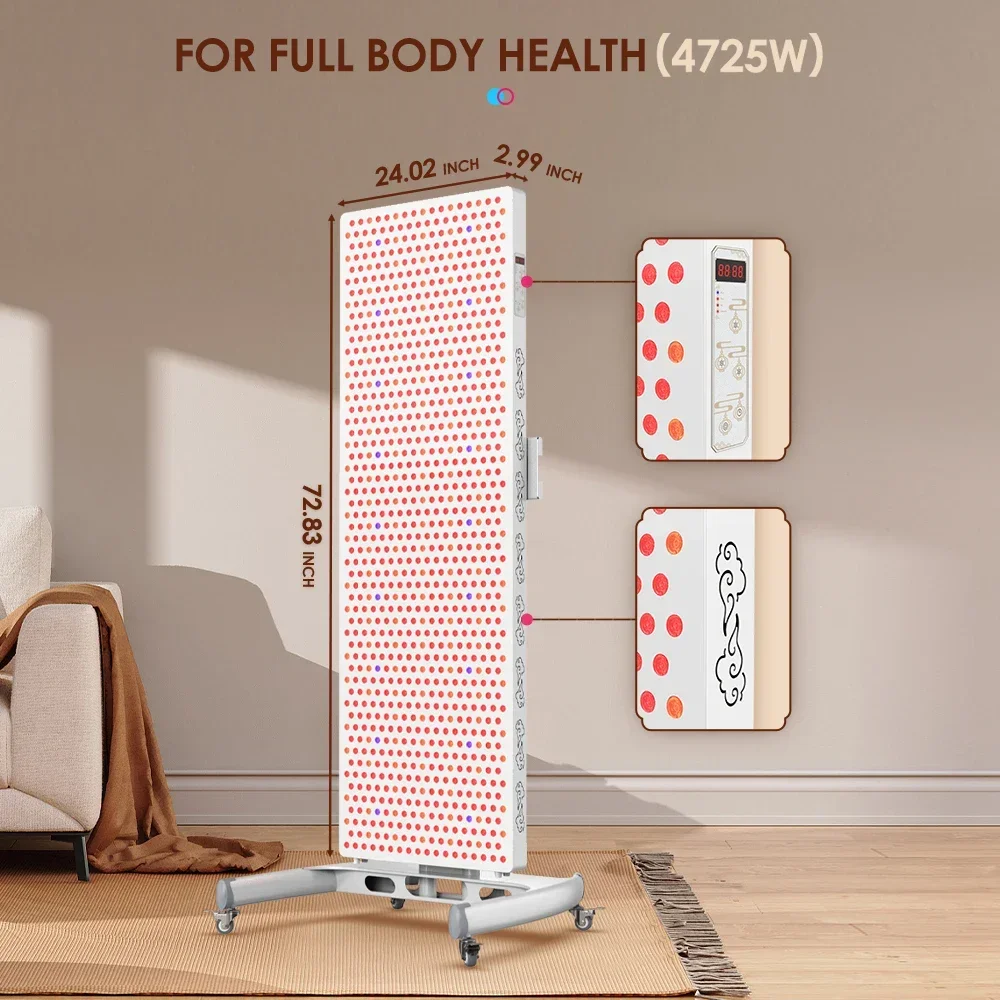 Bonlier High Irradiance 4725W Red Therapy Light Full Body Large Size Panel with Adjustable Movable Stand 5 Years Warranty