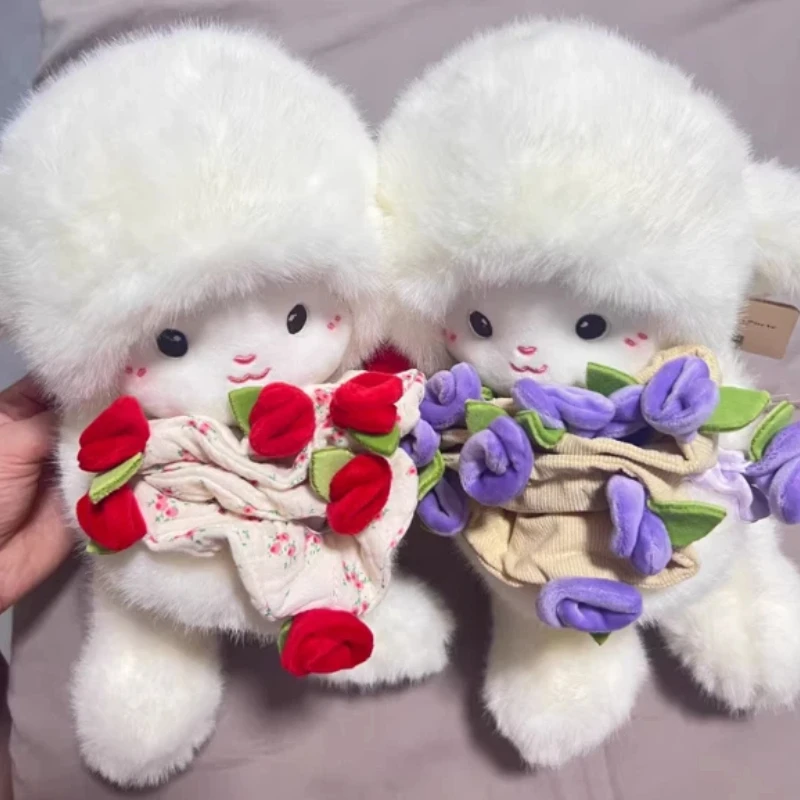 Bonita muñeca de peluche de cordero rosa, juguete Kawaii para niños, muñeco para dormir que acompaña, decoración de habitación, regalo sorpresa de cumpleaños para niña