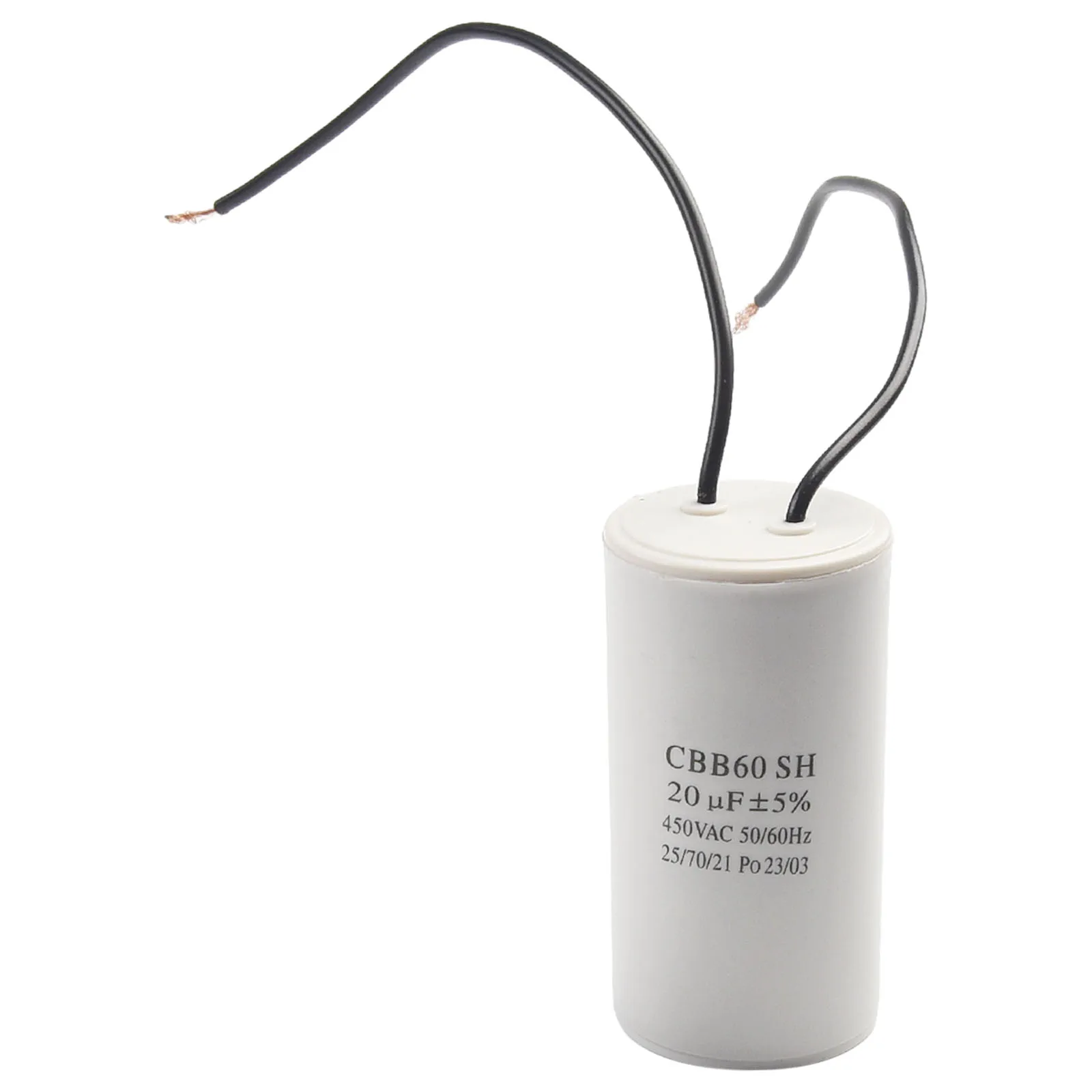 Imagem -04 - Capacitor de Corrida Cbb60 com Fio Capacitor Redondo para Motor Revestido Ferramentas Elétricas 450v ac 20uf