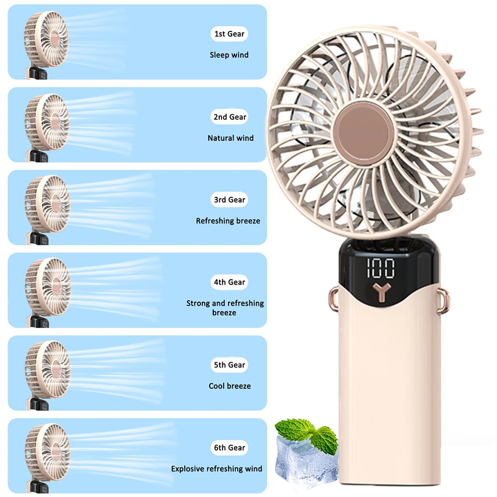 Mini Electric Fan Portable Neck Hanging Fan High Speed Handheld Fans Ventilador USB Charging Fans for Student Dormitory