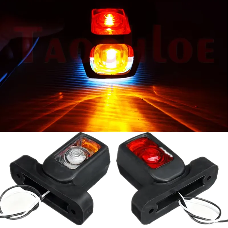 2x 12V/24V LED Red/White/Amber Side Marker Lights Triple Lamps Truck Trailer Bus Indicator Lamp Car Outline LED light Waterproof
