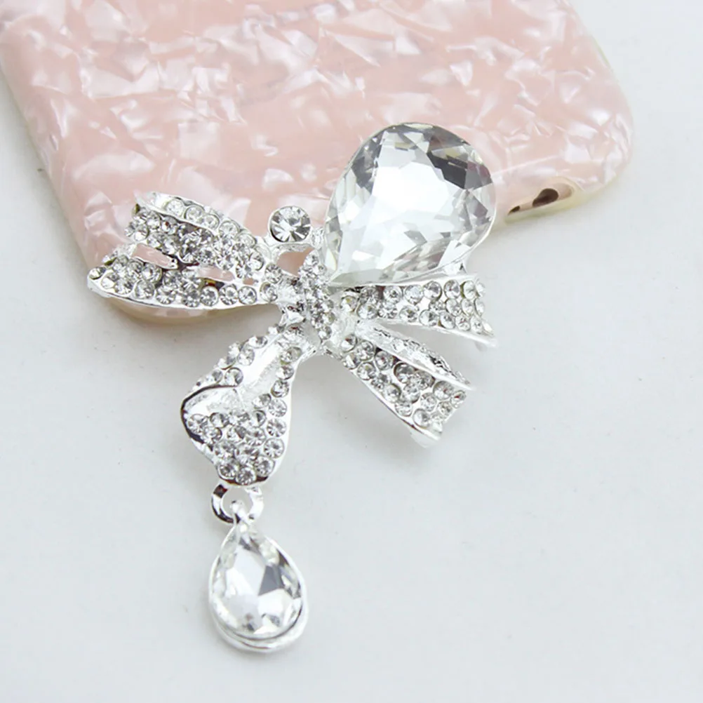 

2pcs Crystal Bowknot Pendant Alloy Diy Decor Delicate Rhinestone Accessories Creative Phone Shell Decorative Paste Clothing