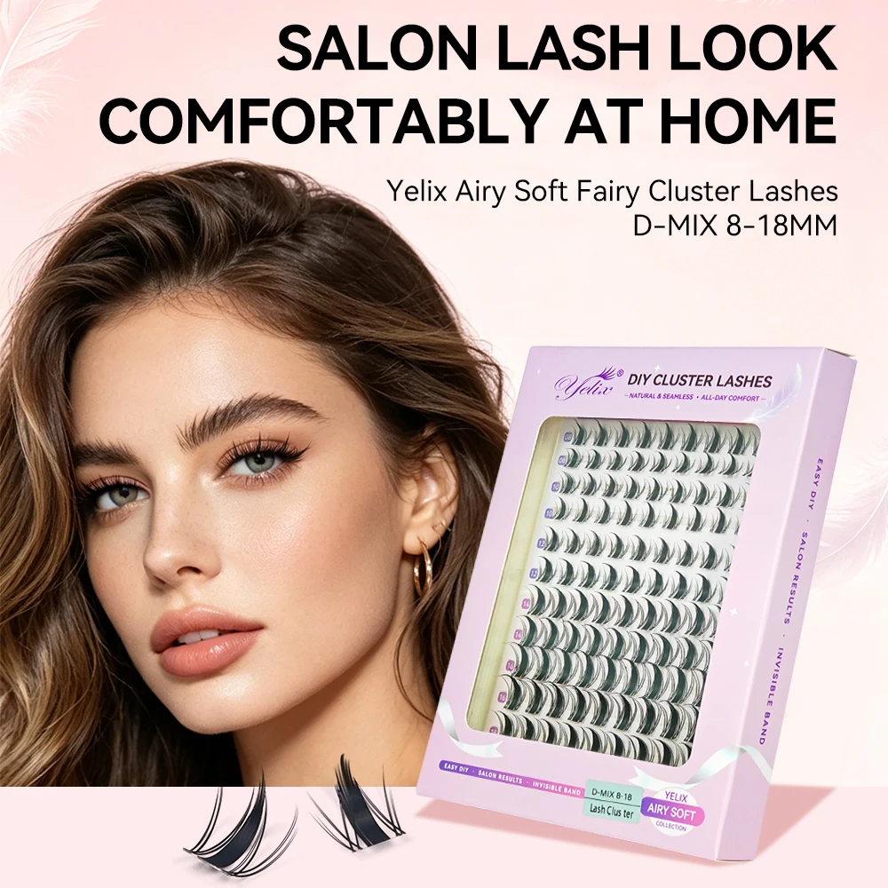 Yelix Autumn Maple False Eyelash Clusters DIY Eyelash Extensions Invisible Waterproof Soft Natural Long Lasting for Party Makeup