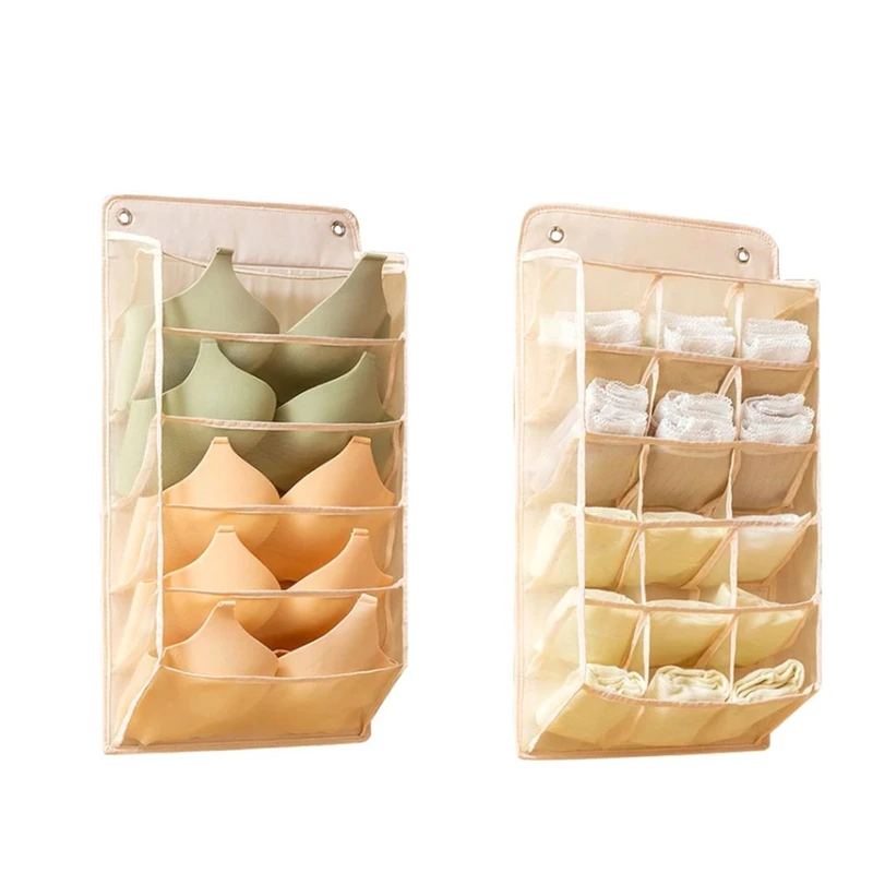 15/5 Grids Bra Underwear Compartment Bag Wardrobe Socks Garments Holder Bag Wall Hanging Clothes Storage Box Hanger Bag