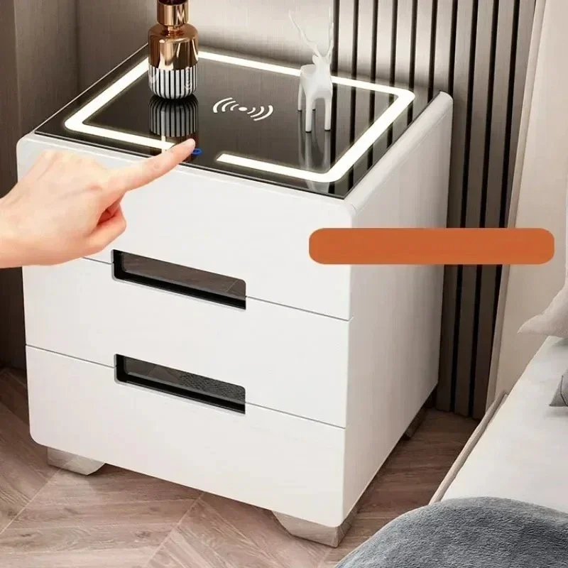 Modern Multifunctional Smart Bedside Tables Modern Simple Storage Nightstands Bedroom Furniture Home Storage Cabinet with Drawer