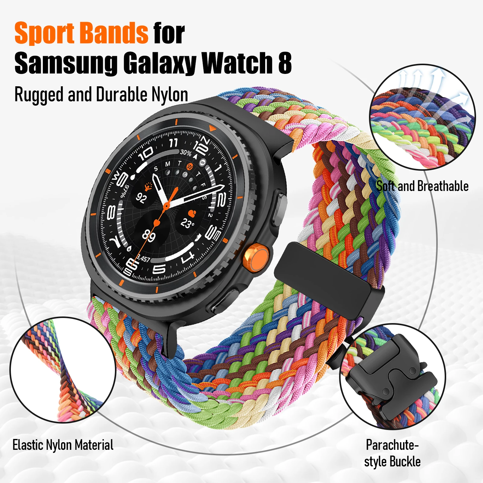 Strap for Samsung Galaxy Watch 8 classic watch8 40mm 44mm Band Parachute Buckle belt Correa Bracelet for Samsung watch 8 straps