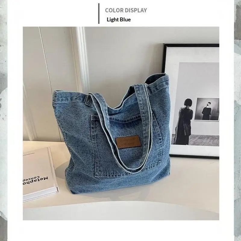 Designer-Handtasche aus Denim, luxuriöse Designer-Tragetasche, modische Clutch-Taschen, einfarbige, schlichte Damen-Handtaschen für den täglichen Gebrauch, 202 – Detail 17