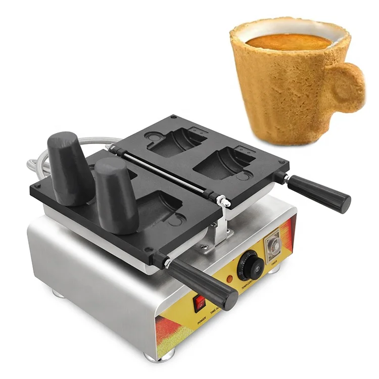 

110V/220V 1.56 KW Espresso Mug Biscuit Cookie Tea Cup Waffle Maker Machine With Edible Coffee Cup Shape