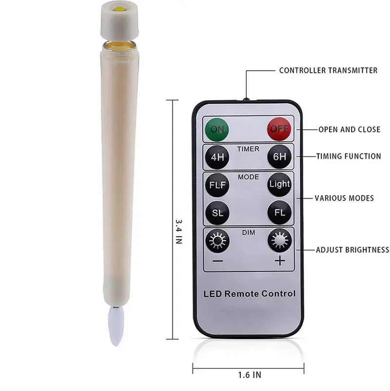 Luz de vela cónica LED parpadeante con control remoto, funciona con pilas, 4h/6h, temporizador, llama 3D, decoración de iluminación para bodas y fiestas en casa