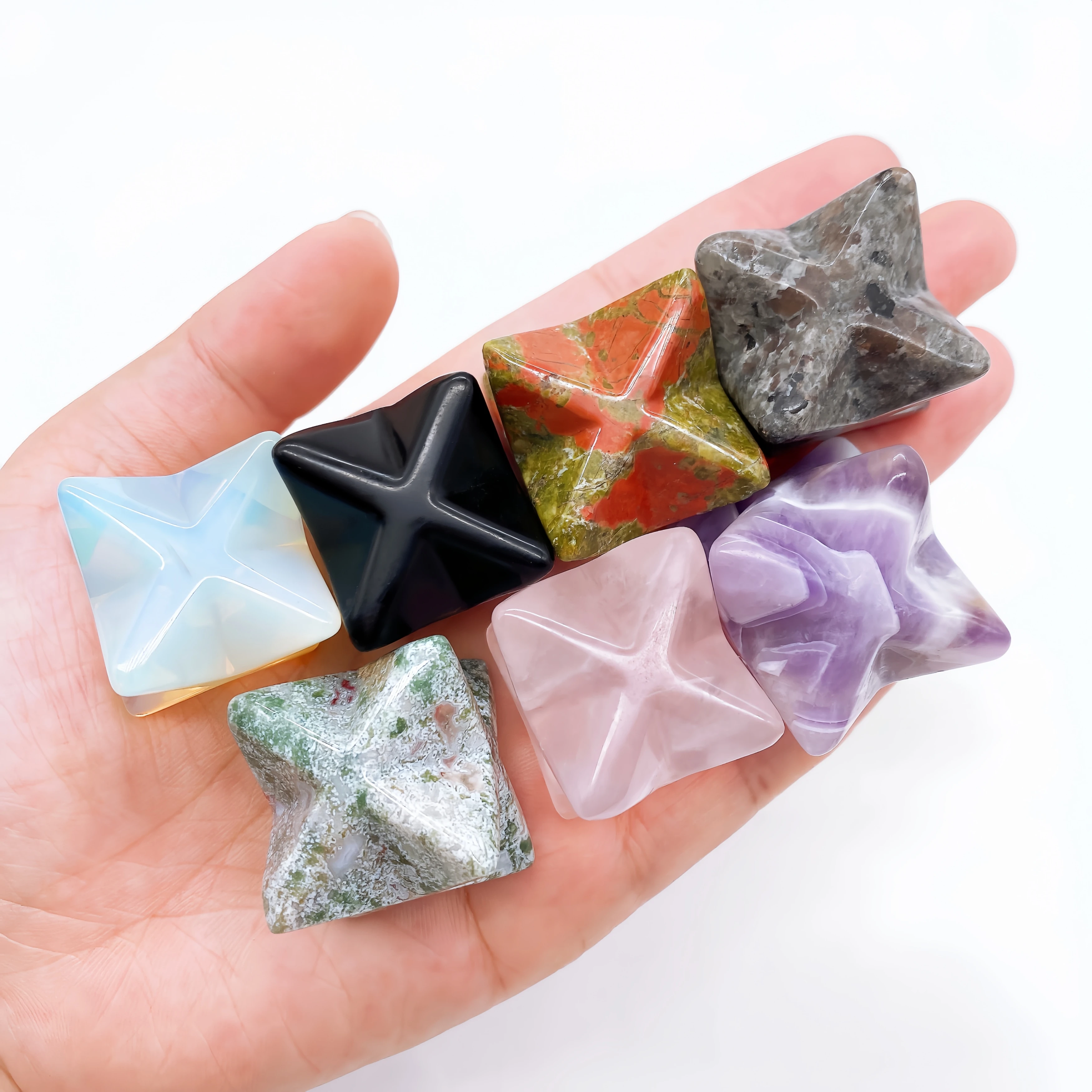 

25*40mm Crystal Merkaba Star Natural Chakra Quartz Stone Wiccan Reiki Healing Energy Gem Mineral Home Decor Gift aquarium