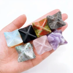 25*40mm Crystal Merkaba Star Natural Chakra Quartz Stone Wiccan Reiki Healing Energy Gem Mineral Home Decor Gift aquarium