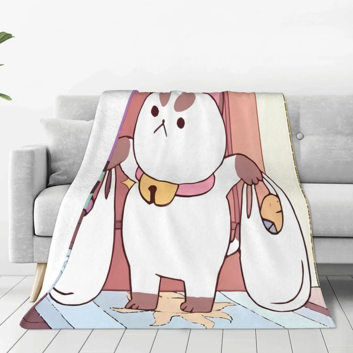 Bee Puppycat Cat Plush Flannel Blanket - Warm and Snuggly Fleece Throw for Couch, Bed, and Camping Adventures Any Time of Year